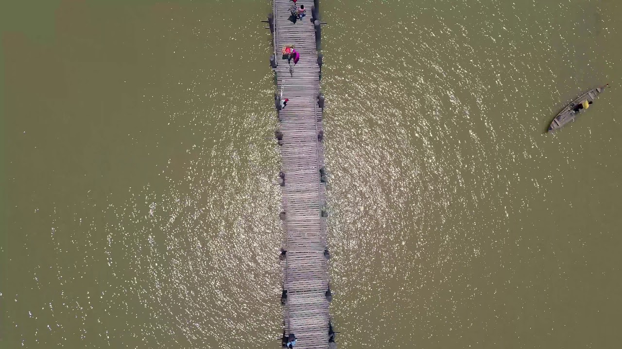 [4K Drone] U-Bein Bridge  Amarapura, Myanmar