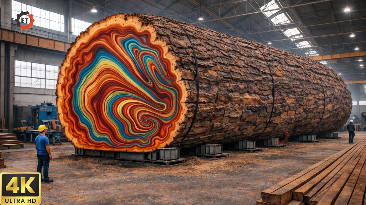 Massive Timber Moving Process with Heavy Equipment | Amazing Wood Table Production