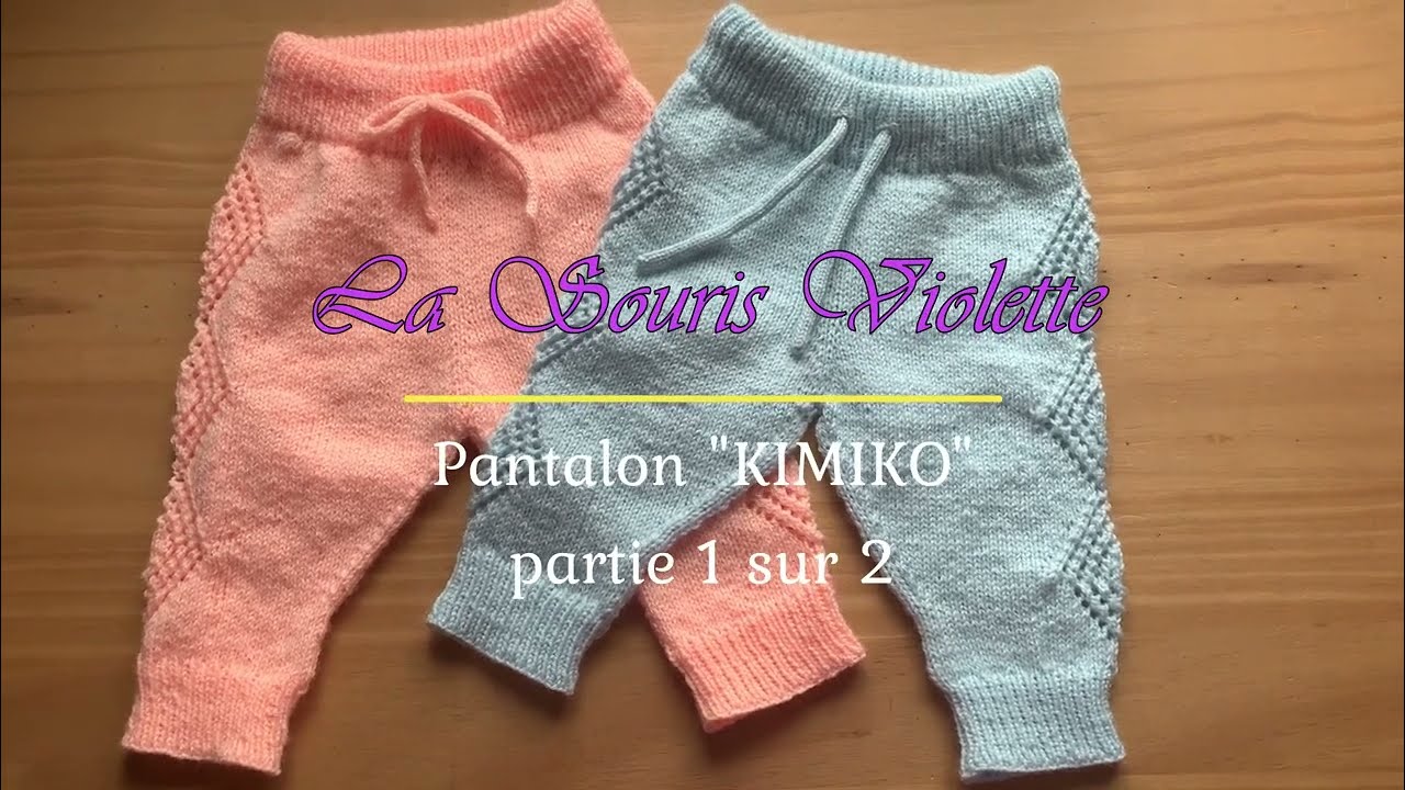 Tuto tricot bébé, pantalon KIMIKO, 0/3 mois, top down, partie 1 sur 2.