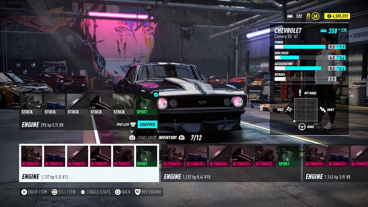 Chevrolet Camaro SS - All Maxed out Engines Stats+Sound | Need for Speed Heat