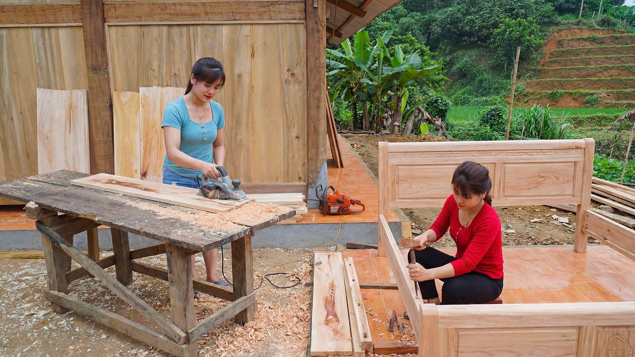 Timelapse - 23 Hours Wooden Bed Build | Carpentry Skills & DIY Furniture Making