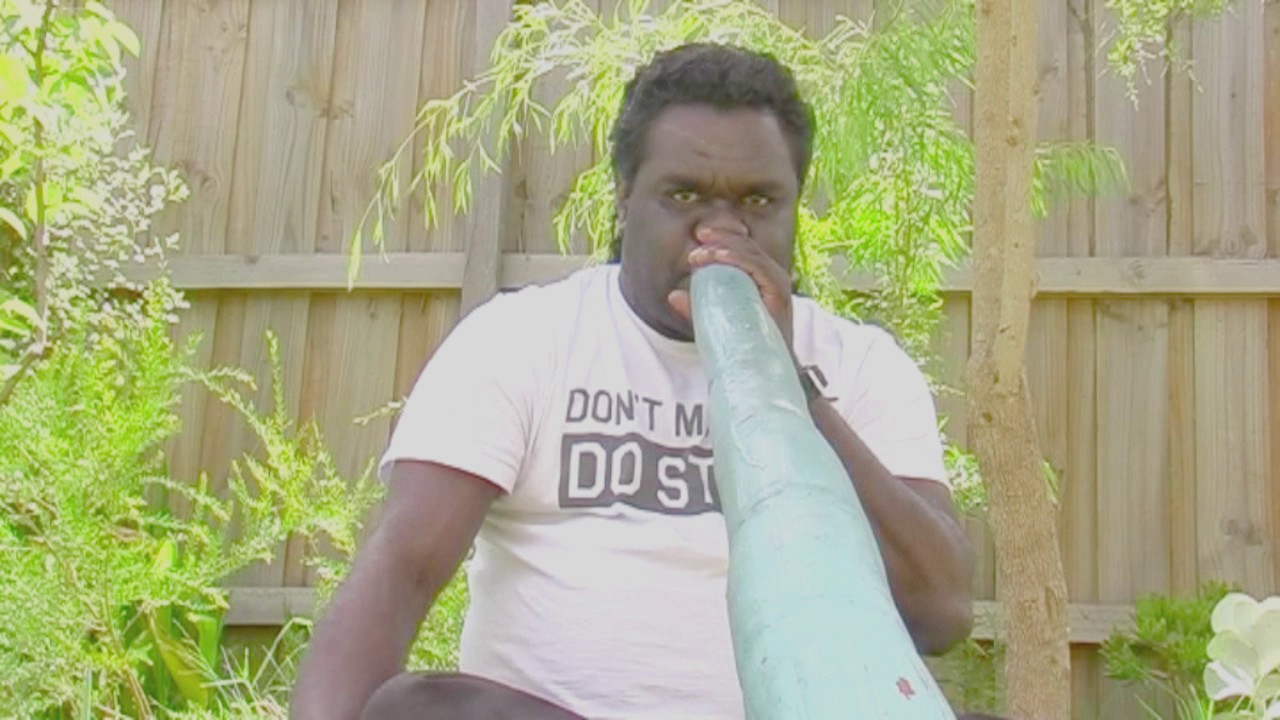Stanley Gawurra playing the Blue Bamboo didgeridoo