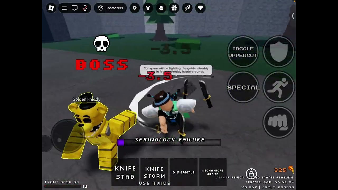 Part one of trying to get the golden Freddy move set in Fnaf battlegrounds 2