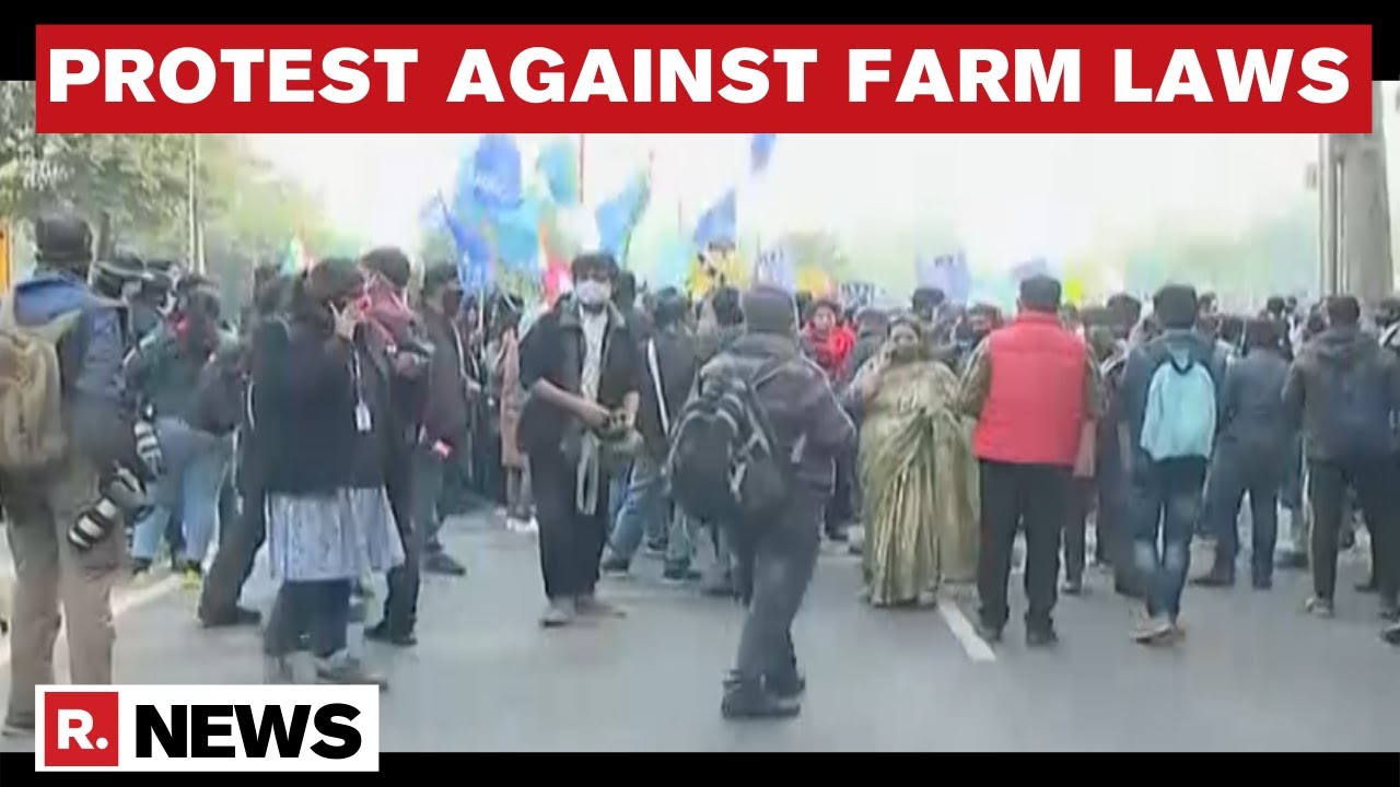 Student Unions Hold Protest March From Delhi's Mandi House To Jantar Mantar Against Farm Laws