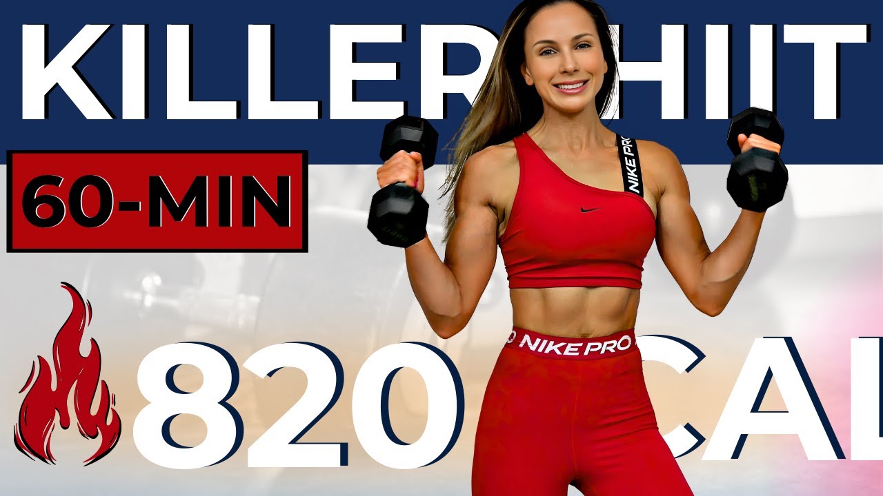 60-MIN TOTAL BODY KILLER HIIT WORKOUT CHALLENGE + ABS (weight loss, lean muscle, belly fat burn)