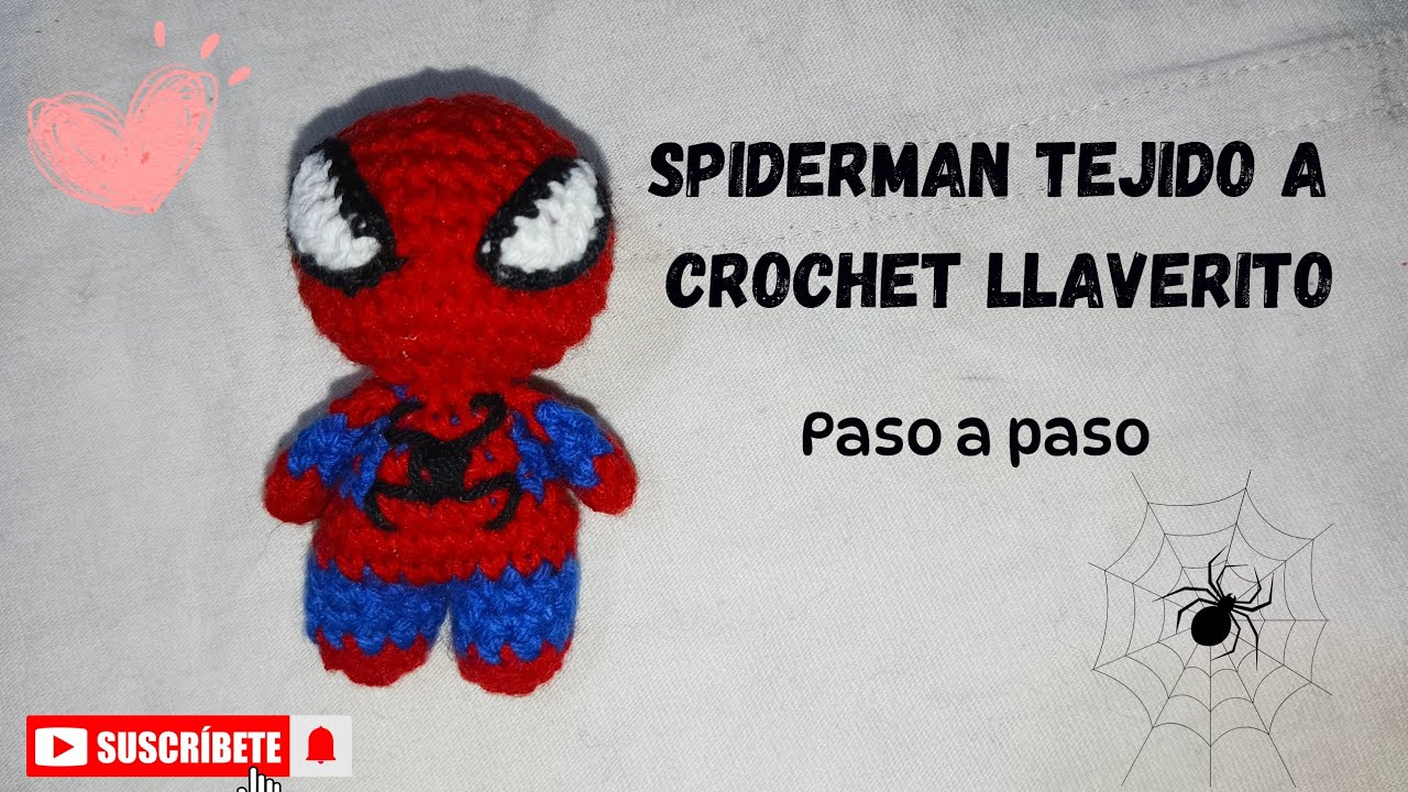 Spiderman tejido a crochet sin fieltro para los ojos- hombre araña amigurumi