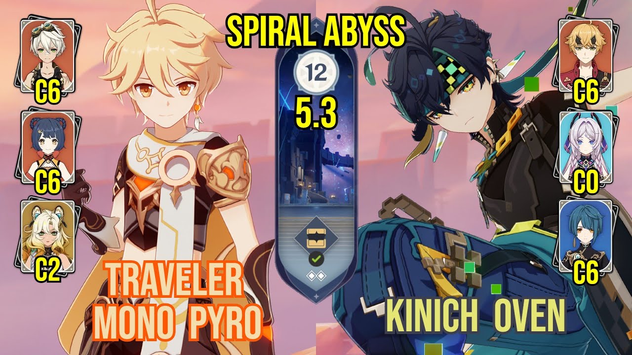 C4 Pyro Traveler Mono Pyro + C0 Kinich Oven | Spiral Abyss 5.3 | Genshin Impact