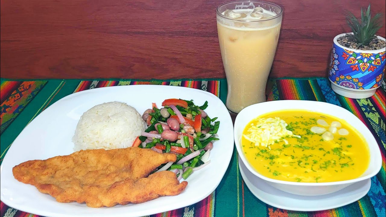 Almuerzo Completo CREMA DE ZAPALLO, POLLO APANDA CON ENSALADA Y QUAKER CRUDO CON NARANJILLAS