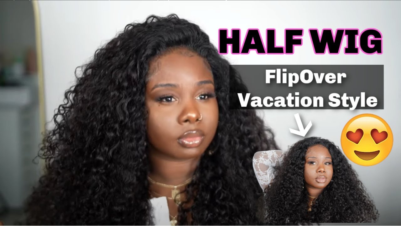 ♡ Best Flip Over Vacation Hairstyle | Water Wave Half Wig | CurlyMe Hair
