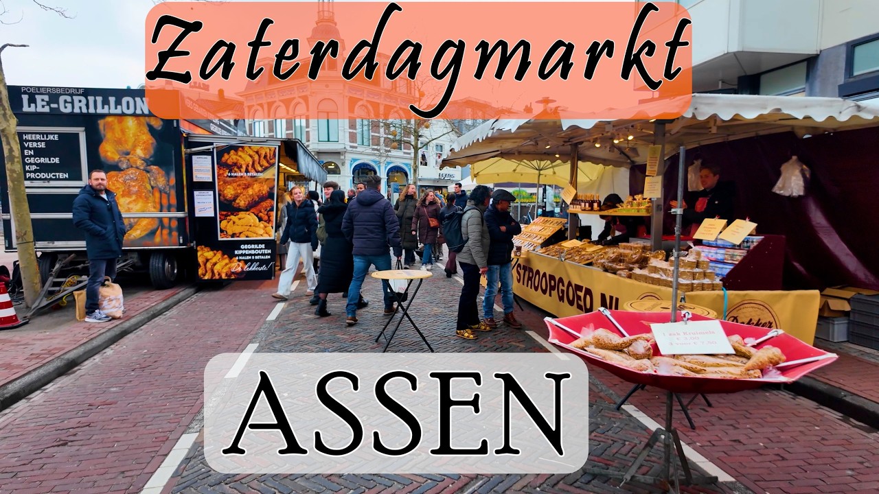 De Grote Zaterdagmarkt in Assen, Drenthe, Nederland