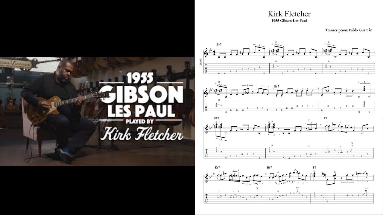 Kirk Fletcher plays Les Paul 1955 (guitar transcription)