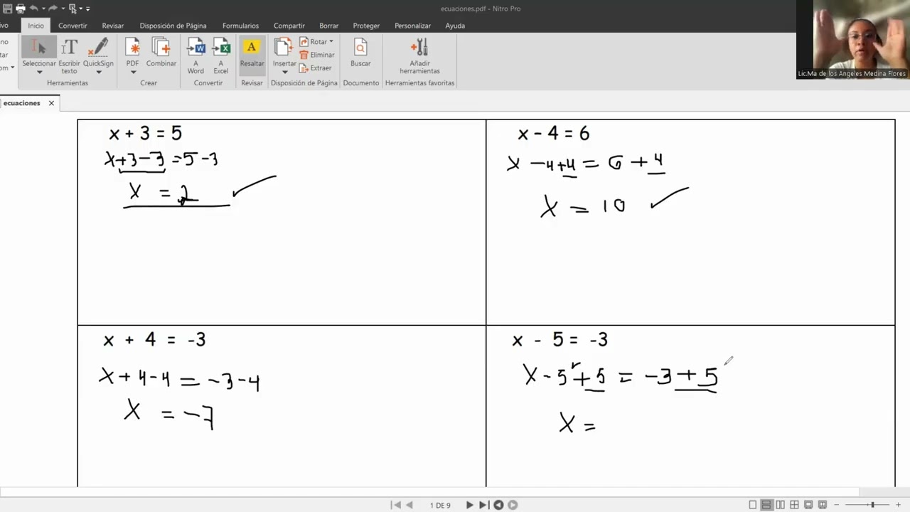 Ecuaciones de la forma x+b=c    x-b=c