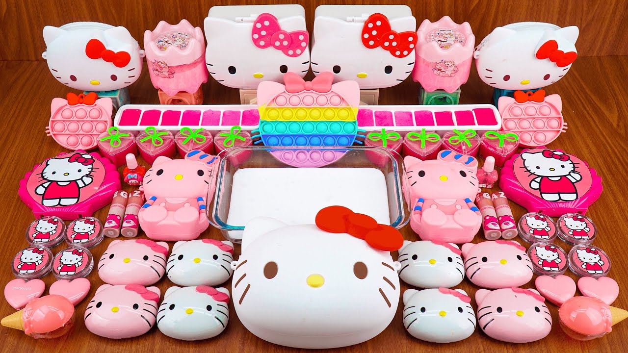 PINK Hello Kitty ✨ I Mixing random into Glossy Slime I Satisfying Slime 💗
