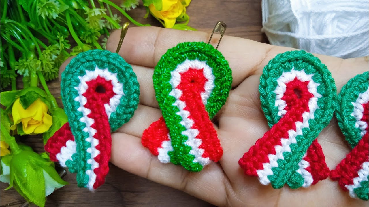 🔴 C&oacute;mo Hacer Distintivo, Escarapela Tricolor 🇲🇽 Tejida a Crochet ‼️ Tejiendo con Hilda Rosa 🔔