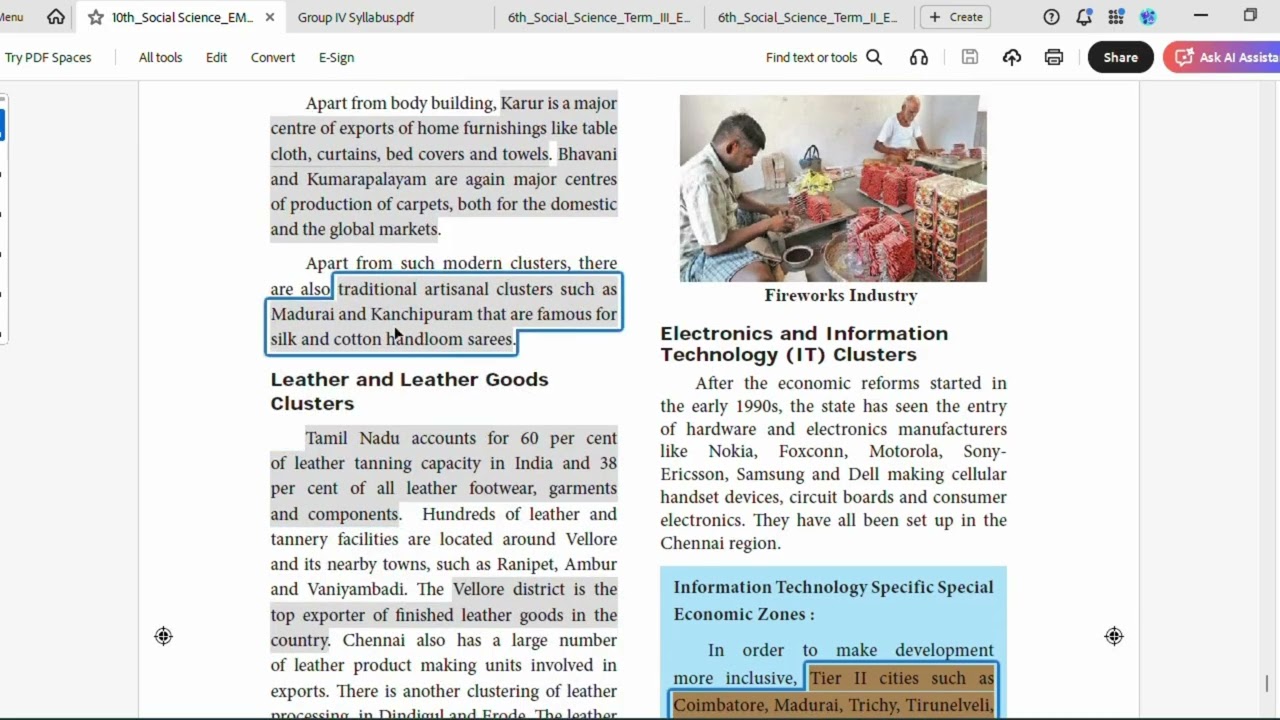 🛑Unit V Indian Economy  | Industrial Growth & Industrial Clusters in Tamil Nadu 📈 |10th Std |Part II