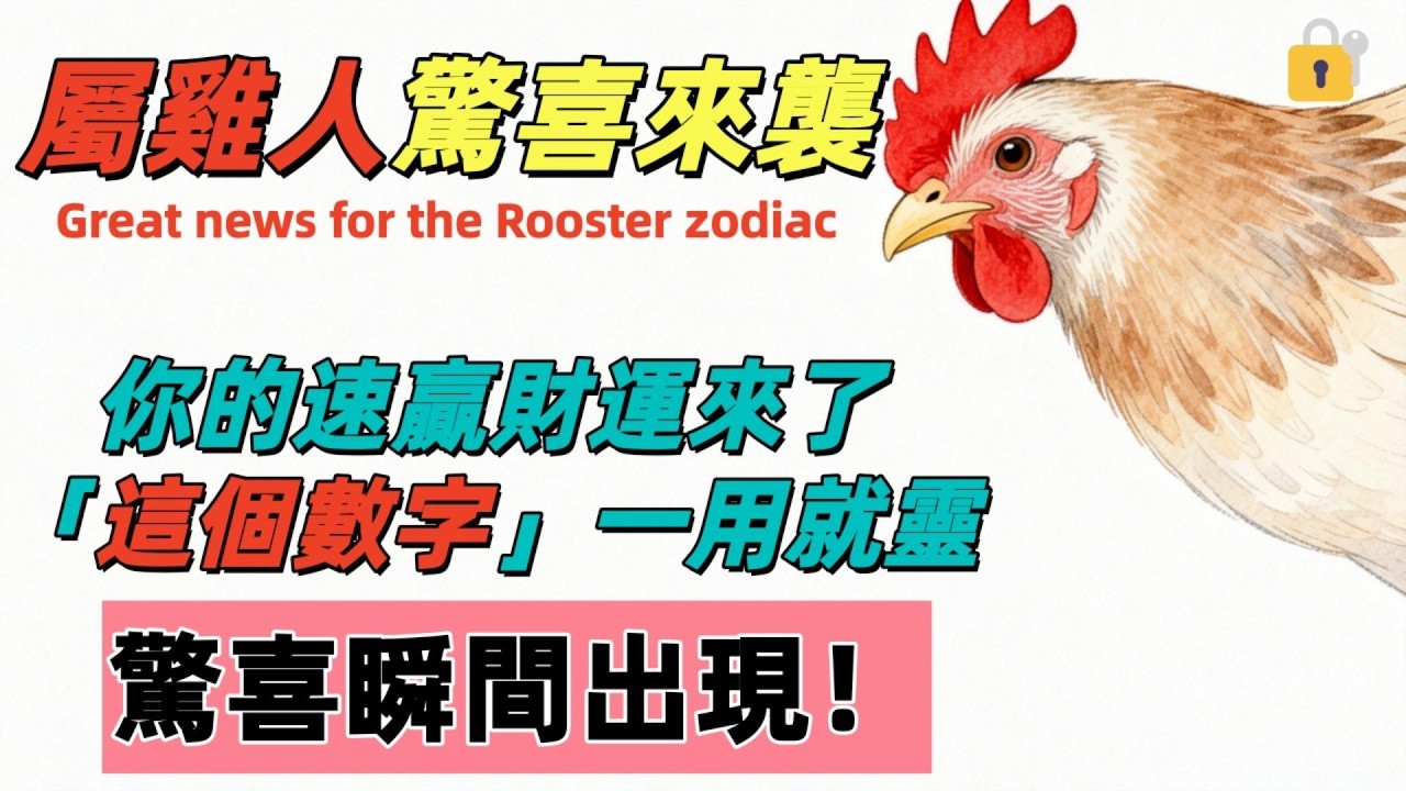 🔐 屬雞人驚喜來襲！你的速贏財運來了，「這個數字」一用就靈，驚喜瞬間出現！#2026生肖雞運勢#屬雞2026運勢#偏財#生肖雞#橫財#招財數字#幸運數字#屬相#生肖运程 #屬雞#正財