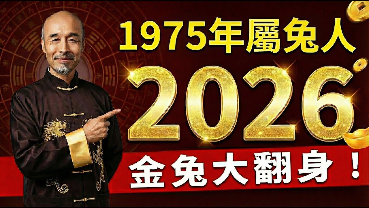 1975年屬兔人，51歲有劫？錯！這是『玉兔轉運』化『金兔』！2026年財運滾滾，富貴臨門的就是你！#1975屬兔 #生肖兔2026運勢 #屬兔 #1975屬兔運勢 #2026生肖兔運勢 #生肖兔