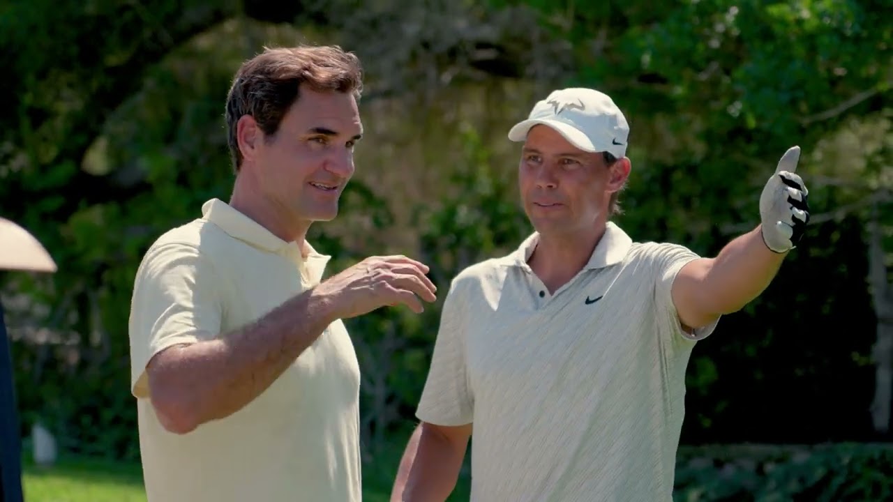 Rafa Nadal and Roger Federer playing golf in Mallorca