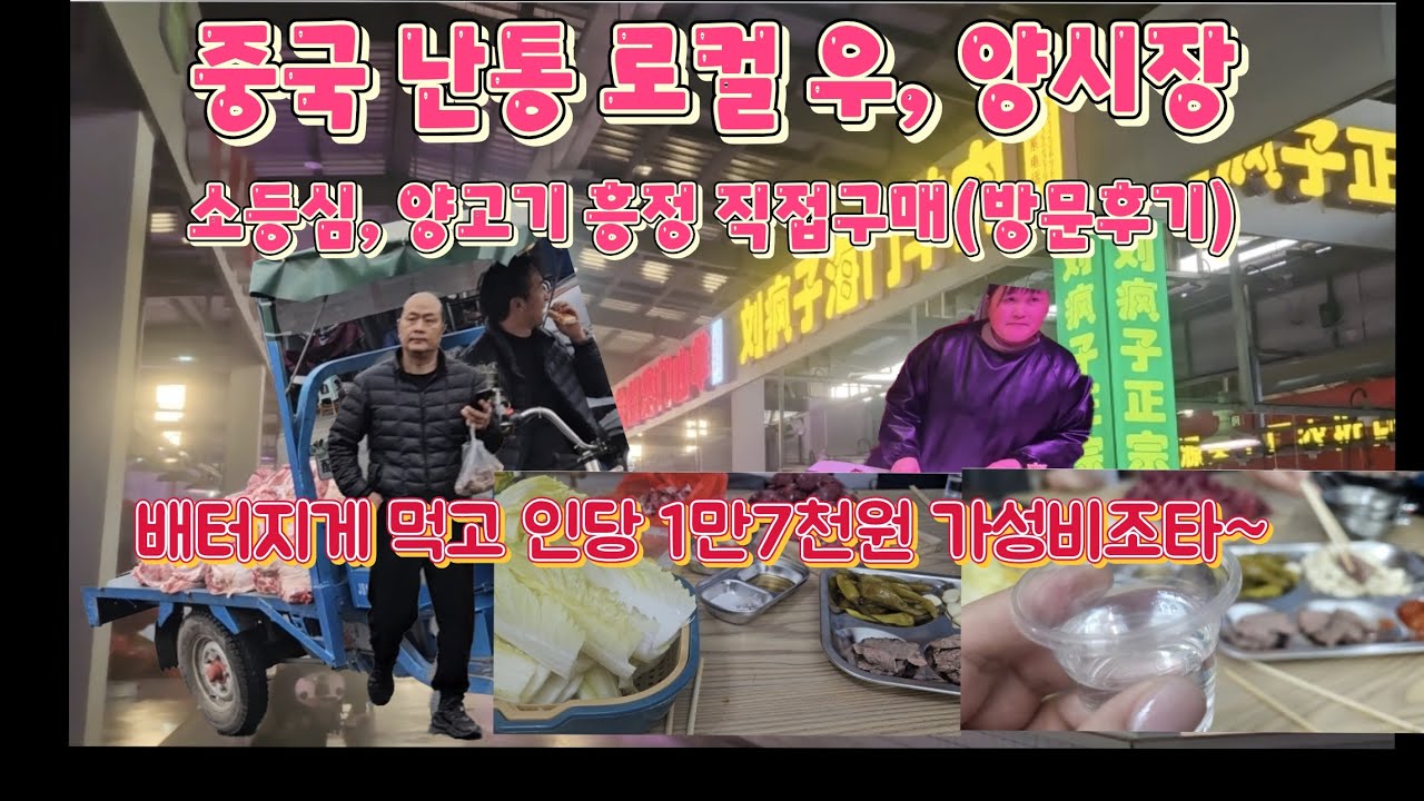 중국 난통여행 로컬시장에서 소, 양생고기 흥정하고 구매해서 먹어보기, 가성비 굿~ #중국여행 #중국로컬시장 #중국난통