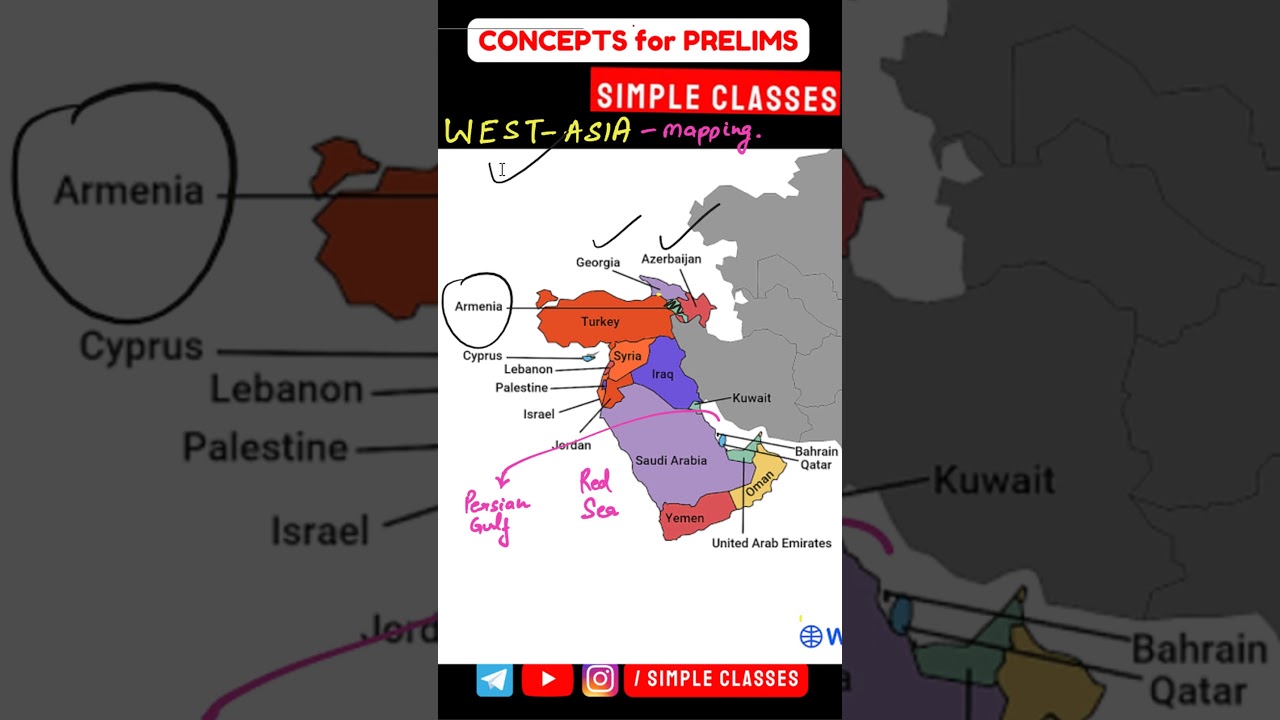 West Asia Mapping | Countries in West Asia | ISRAEL-PALENSTINE | MAPPING for UPSC SSC BANK PO SSC