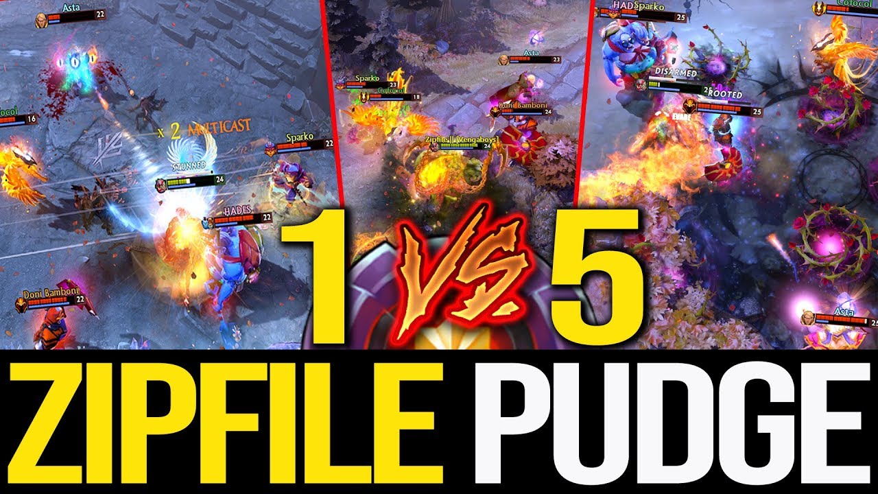 CRAZY ZIPFILE PUDGE 1 VS 5!!! HE GOT SOMETHING THAT MAKES ENEMY CLOSE TO HIM | Pudge Official