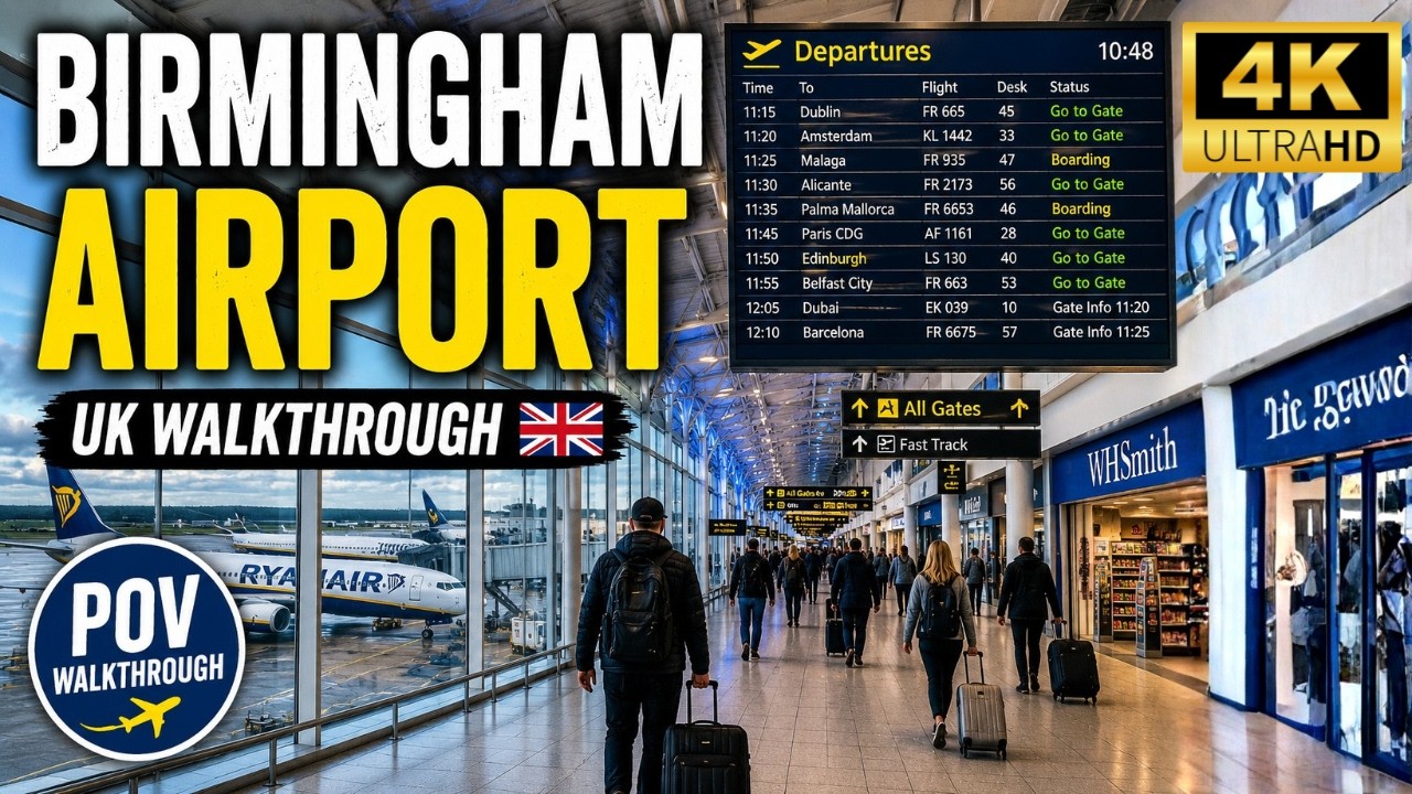 Birmingham Airport Walkthrough ✈️ | UK Travel Day POV | 4K