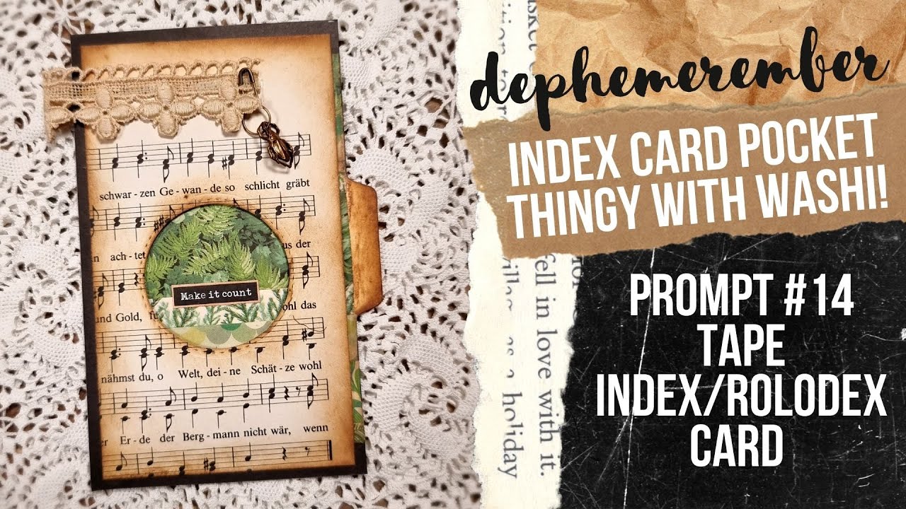 INDEX CARD POCKET THINGY WITH WASHI! DEPHEMEREMBER #14 [junk journal ephemera collab @49dragonflies]