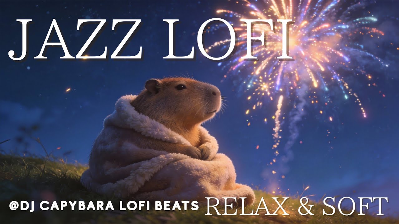 Jazz Lofi for Deep Sleep – Cozy Night with Capybara & Fireworks🧠 Improve Memory & Concentration