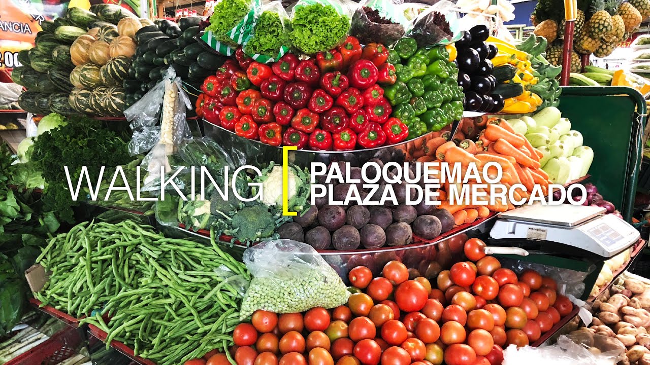 [4K] Walking Bogotá, Colombia. Paloquemao Plaza de Mercado.