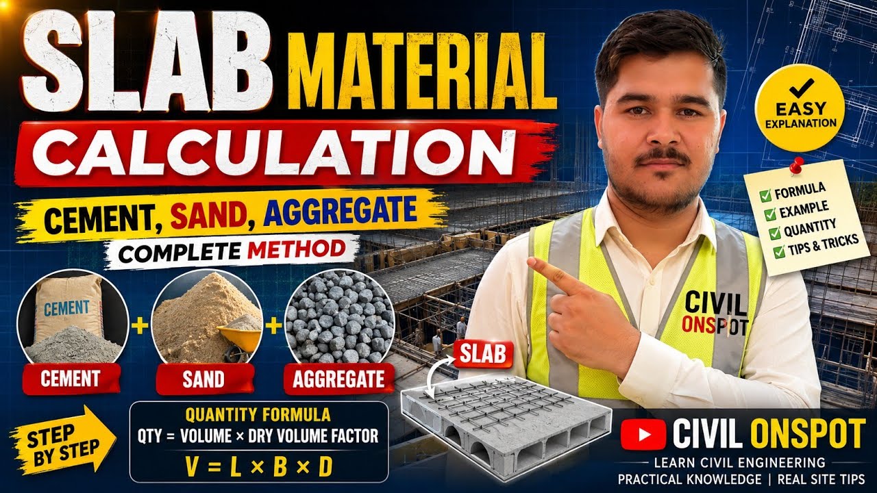 How to calculate cement sand aggregate & water in slab | M20
