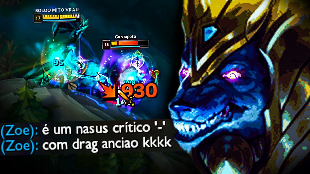 NASUS JUNGLE CRÍTICO DANDO 1 Q NOS MAGUINHOS DO LOL KKK