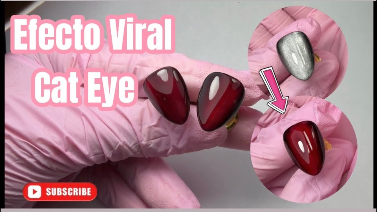 Uñas Rojas con efecto viral Ojo de gato | Cateye  | Paso a paso 💅😻 Amado por todas!! 