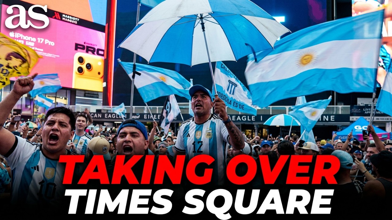 Argentina fans TAKE OVER TIMES SQUARE: New york  GOES CRAZY before WORLD CUP FINAL