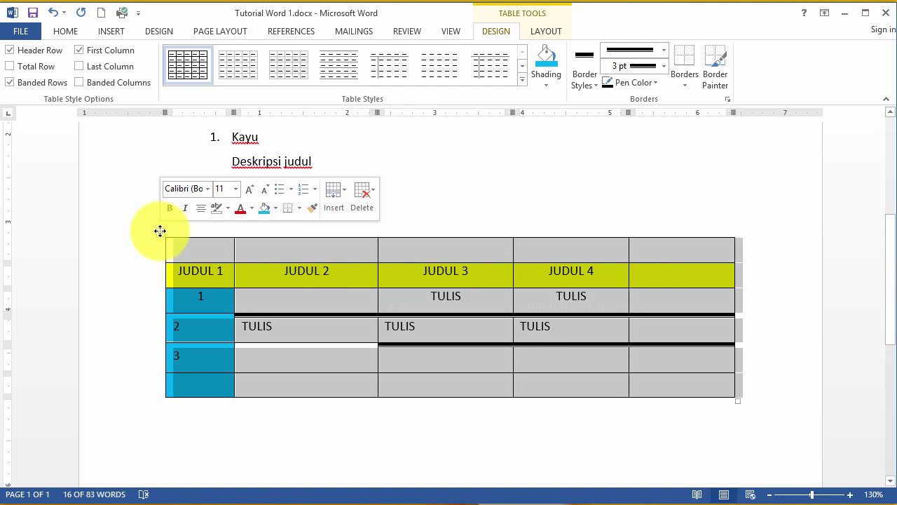 Tutorial Ms.Word 2013 - 4 - Dasar Penggunaan Tabel
