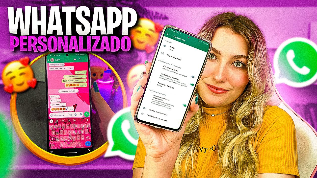 DICAS DE COMO PERSONALIZAR SEU WHATSAPP 💜 (teclado, wallpapers, notificações coloridas e +)