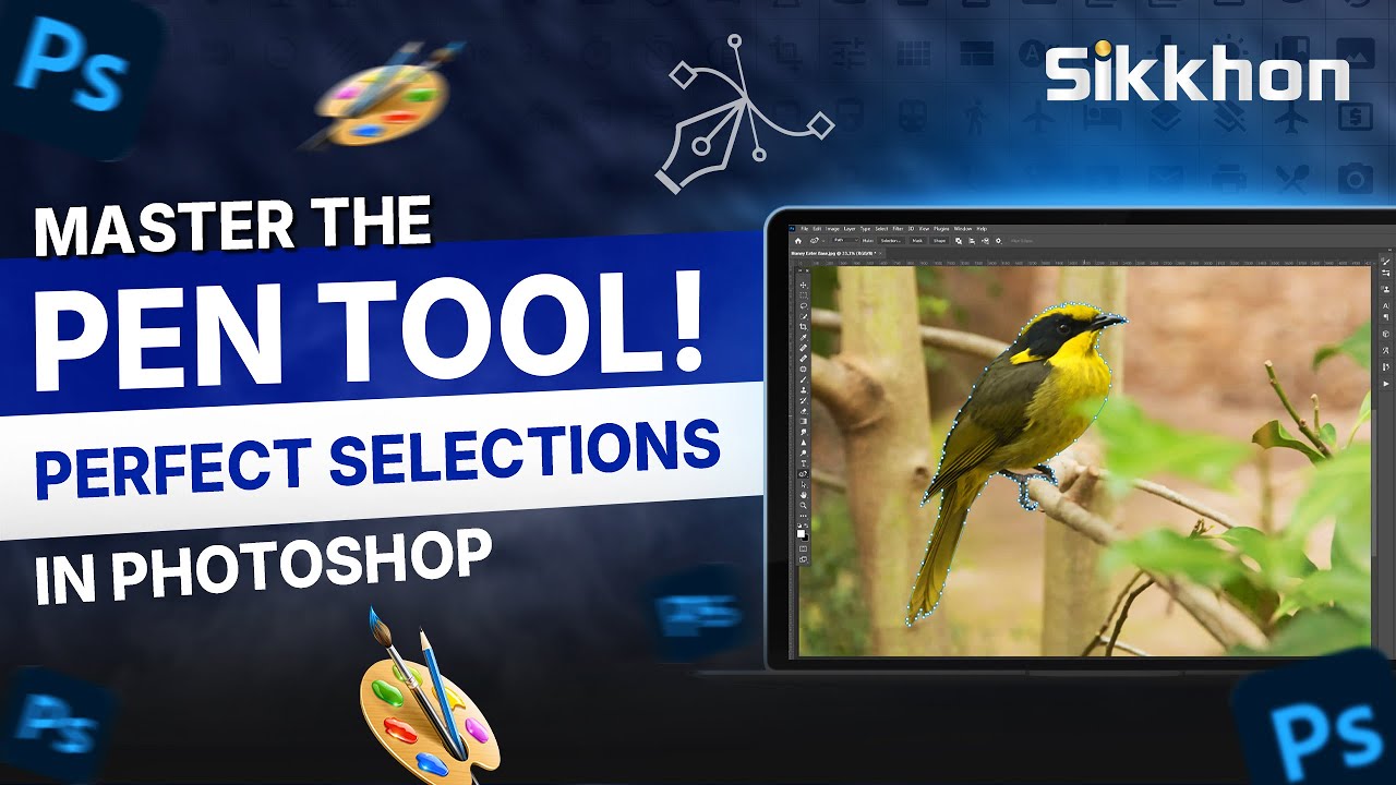 26- Pen Tool | How to use pen tool in photoshop | Photoshop Bangla Tutorial | Sikkhon