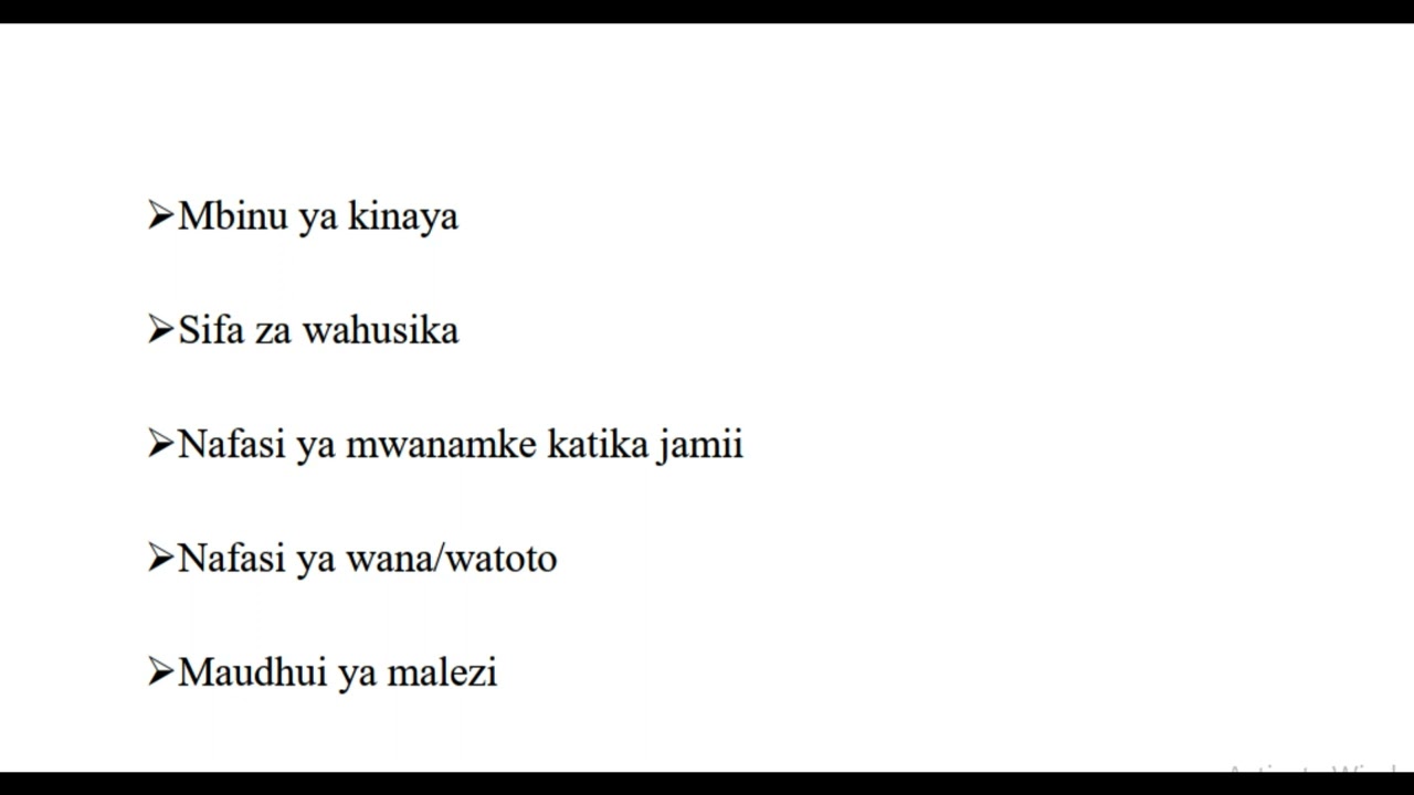 UMUHIMU WA MANDHARI  KATIKA TAMTHILIA YA BEMBEA YA MAISHA  SEHEMU YA KWANZA ONYESHO LA TATU