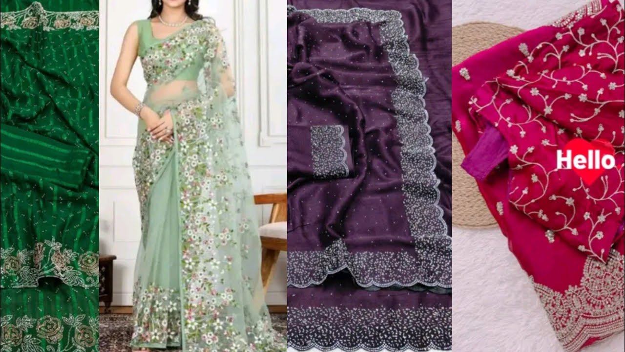 Net Fancy Saree With Beautiful Unstitch Blouse | Women Georgette Stone Work saree |@AllShoppingLinks