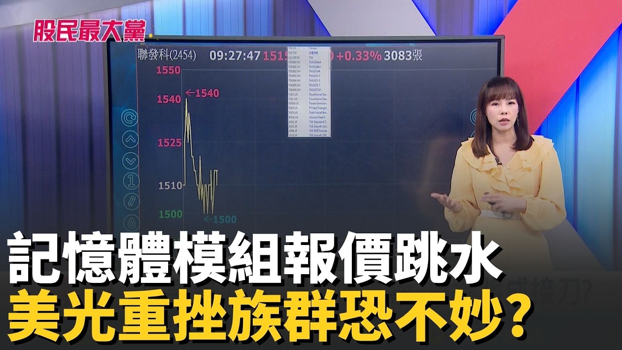 記憶體模組報價跳水 美光又重挫 記憶體族群恐不妙?【股民最大黨-關鍵權值股】｜主播 張懷慈｜＃股民最大黨 20260331｜三立iNEWS
