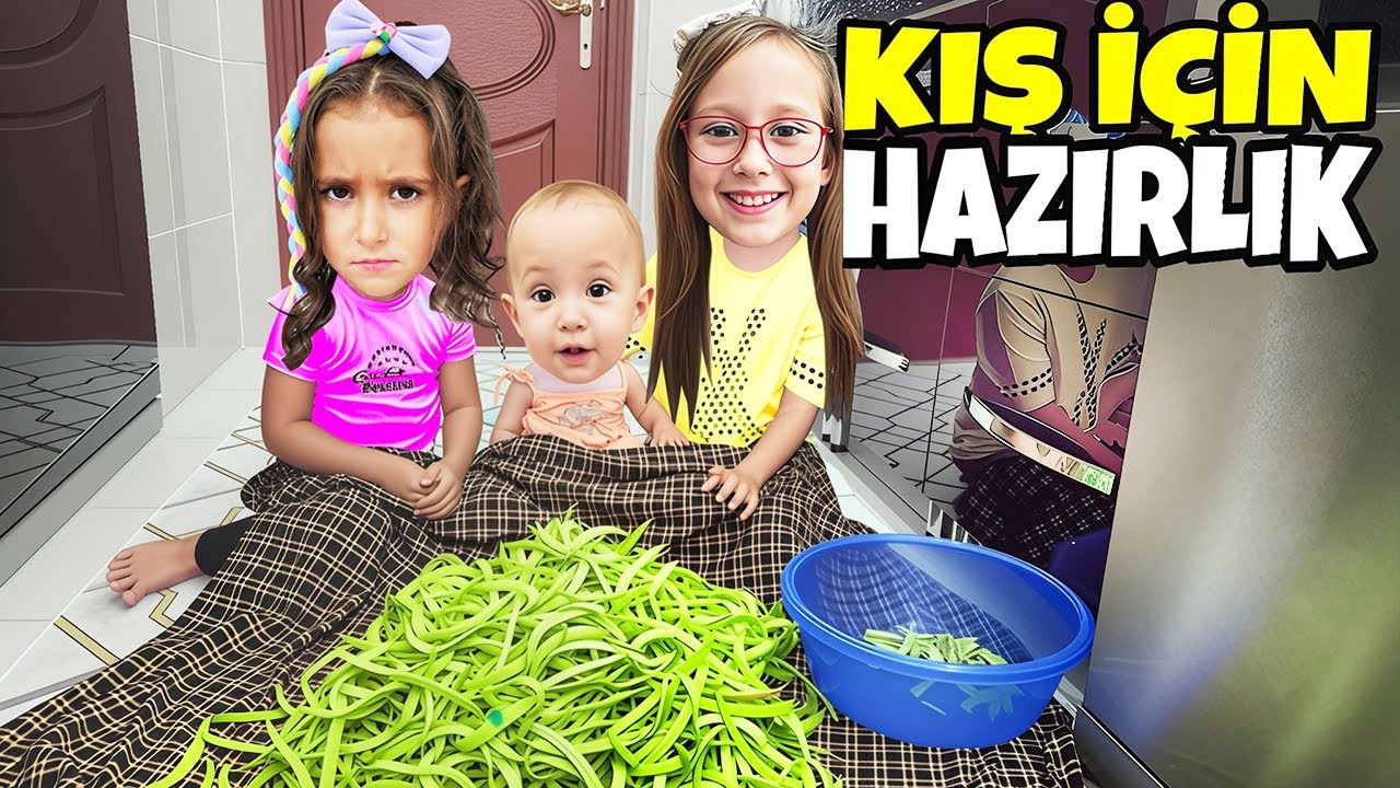 KIŞ İÇİN HAZIRLIK YAPTIK !! BAHAR VE BANU ALYA FASULYE KIRDI !! ASEL MİRA HER YERİ DAĞITTI !! 