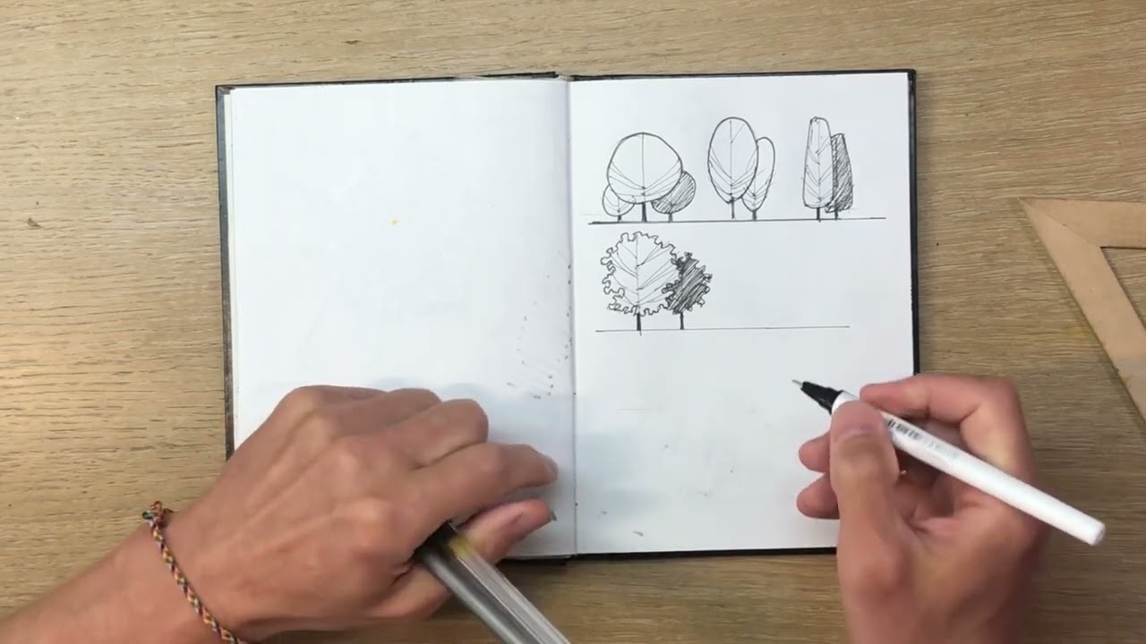 Рисуем деревья линером. Антураж
