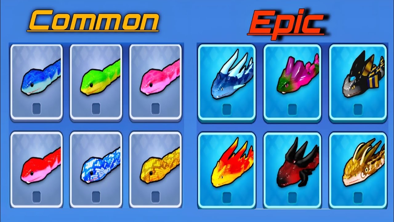 Snake Clash.IO Max Level Gameplay! COMMON vs RARE vs LEGENDARY vs VIP - ALL Snake Skins Compared! 