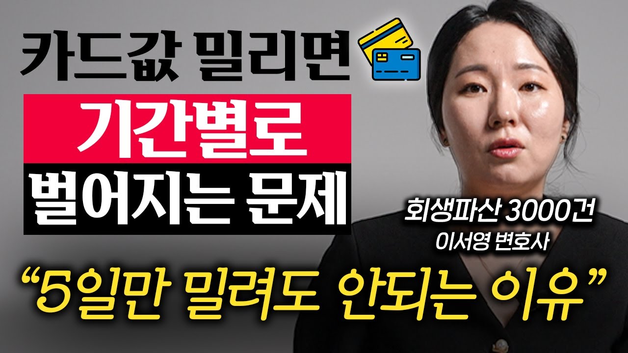 신용카드 대금 연체되면 생기는 일, 1일, 5일, 90일, 6개월 기간별로 알려드립니다. (이서영 변호사 2부)