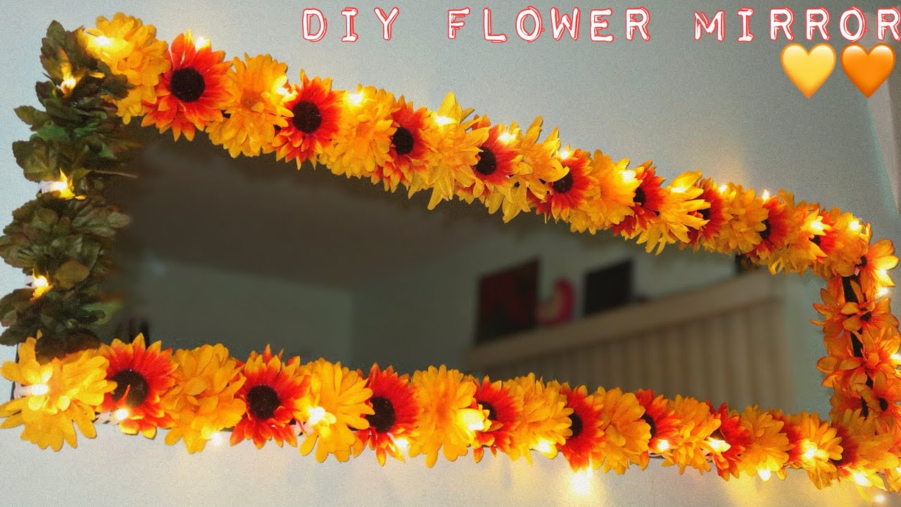 DIY FLOWER MIRROR W/ LIGHTS *cheap*