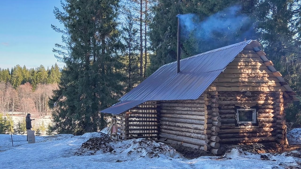 Spring is coming! We are going to the log cabin to clean up the territory! Outdoor cooking | 4K