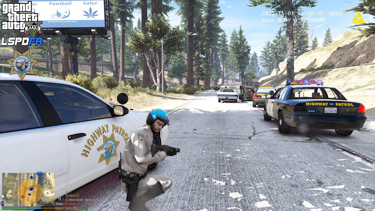 GTA V - LSPDFR 0.4.9🚔 - SAHP/CHP - Motorcycle Patrol - Heavily Armed Suspect | Highway Shootout - 4K