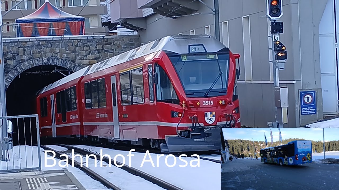 Züge und Büsse am Bahnhof Arosa (2025)