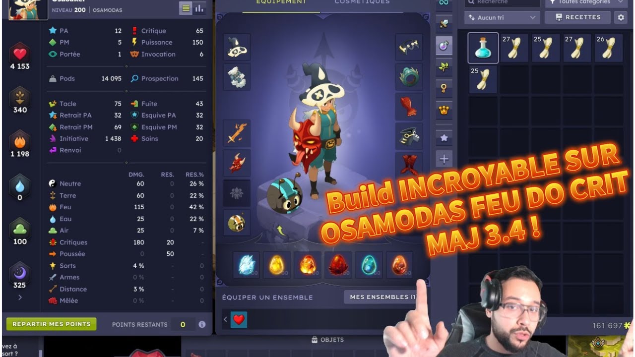 NOUVEAU BUILD OSAMODAS FEU DO CRIT 6 INVOCS SUR DOFUS UNITY - MAJ 3.4 DU 9-12-2025 ! FIRE BALL !
