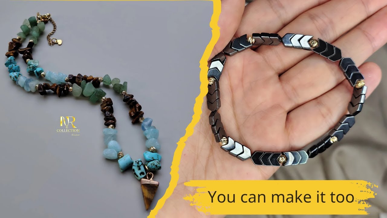 DIY Hematite Bracelet + Gemstone Necklace 💫/How to make jewelry
