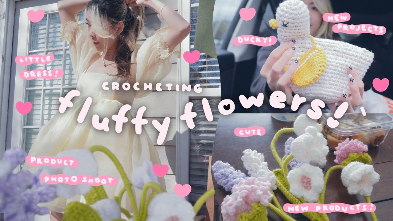 In My Crochet Era ✨🍦🌟 and SHOP LAUNCH | Making Fluffy Flowers n Yarn Shopping Vlog! | Tiffany Weng